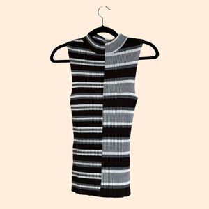 Theory Wool Multi Stripe Sleeveless Top